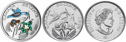 Канада 25 центов, 2017 150 лет Конфедерации Канада - Набор 2 монеты