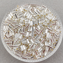 Стеклярус Miyuki Bugle, цвет #0001 (прозрачный, с внутренним серебрением)