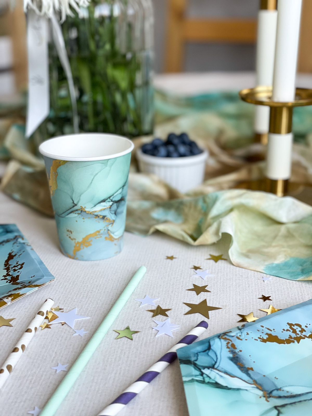 Стаканы "Мрамор" Небесно-голубой