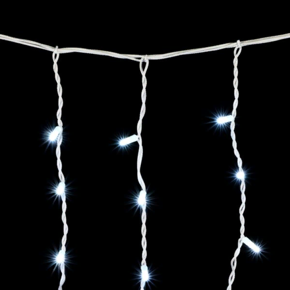 Светодиодная бахрома с колпачком 3,2*0,9 м., 168 белых LED ламп, каучуковый белый провод, LTC (LL168-8-2W)