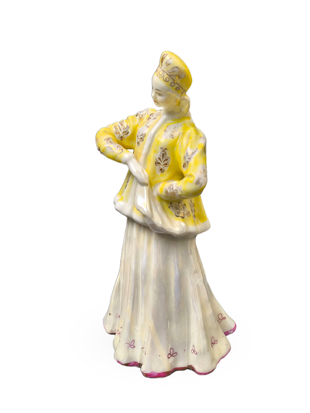 Фарфоровая статуэтка "Лебёдушка" в желтой шубке (Дулево)