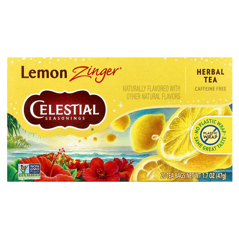Celestial Seasonings, травяной чай, Lemon Zinger, без кофеина, 20 чайных пакетиков, 47 г (1,7 унции)