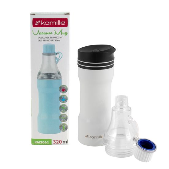 Термокружка 320 мл. из нержавеющей стали Kamille KM-2061 (2 в 1) со сменным горлышком