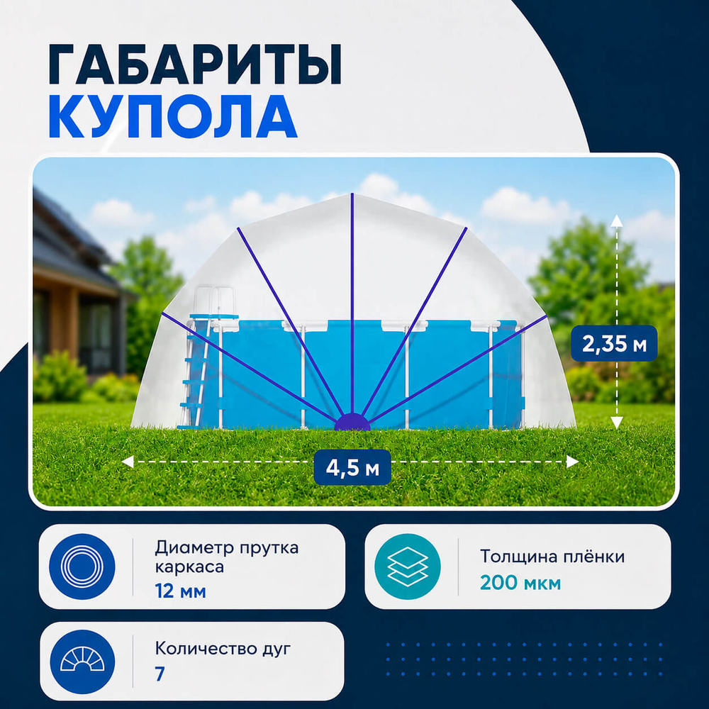 Наземный купол для бассейна ø 4,5