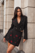 Юбка с инкрустацией стразами в мини