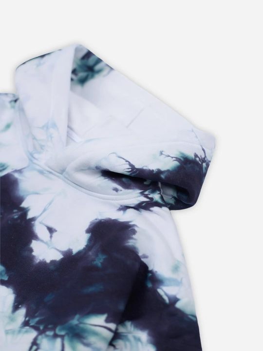 Крашеный худи Tie Dye (белый фирн) 320 г