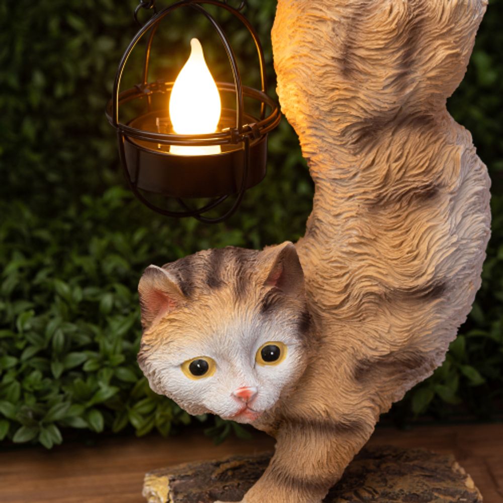 Светильник уличный ЭРА ERASF22-01 садовый на солнечной батарее садовый Кот Акробат 37 см