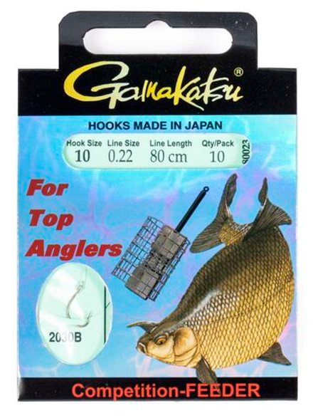 Крючки с поводком Gamakatsu Booklet FEEDER STR 2030B разм. 10-0.22мм 80см 10шт.