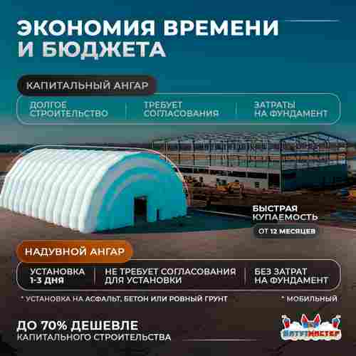 Надувной промышленный ангар «Фабрика Движения», 25×20×15 м