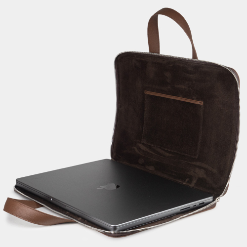 Сумка для MacBook Pro 16 - 17 из кожи теленка, цвета шоколад