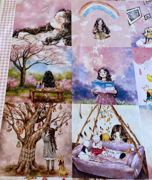 КУПОН Девочка и песик с рожками AEPPOL, розовый , 100% хлопок Handmade Fabrics 3