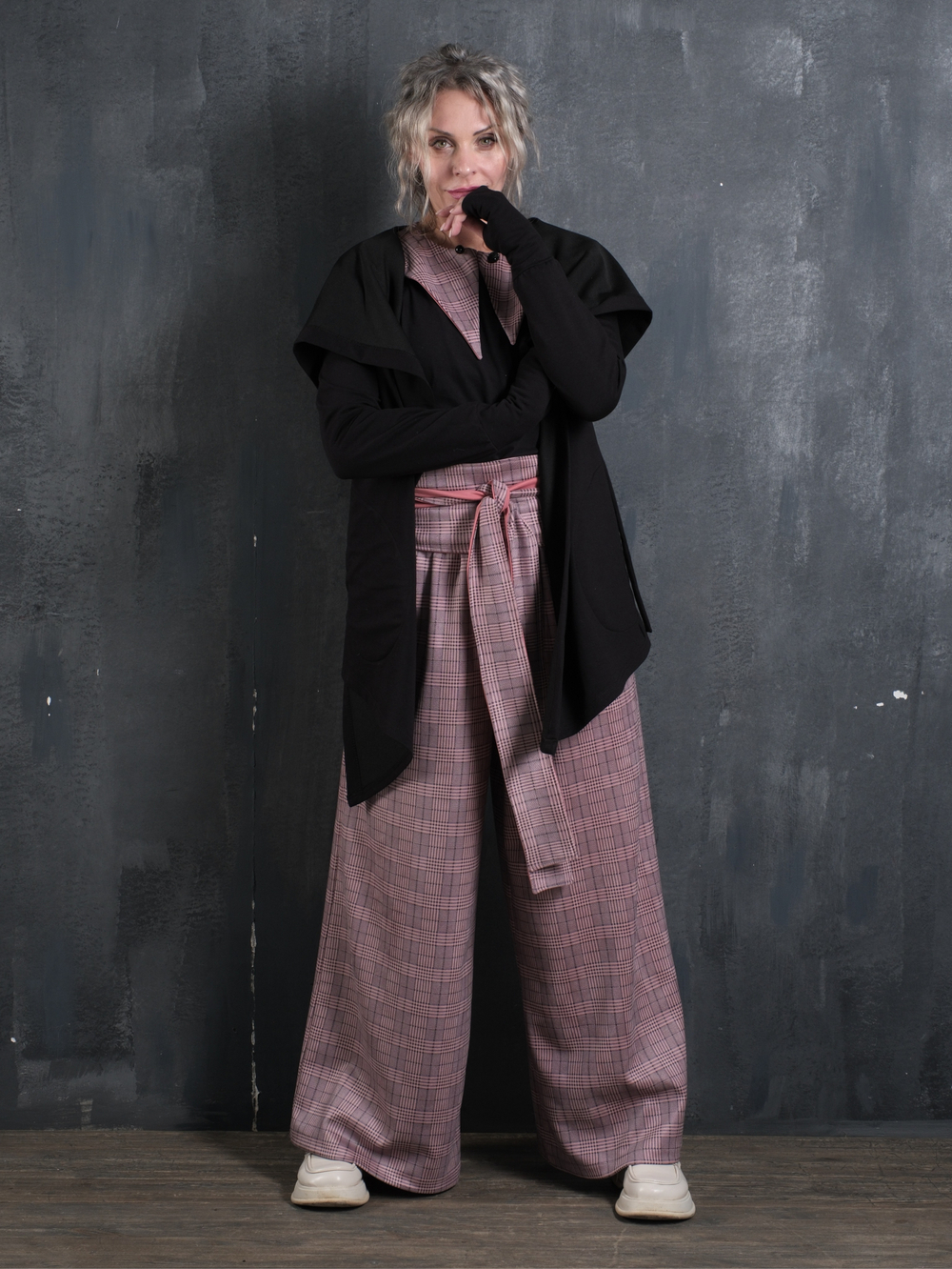 Палаццо  + кушак/ клетка персик