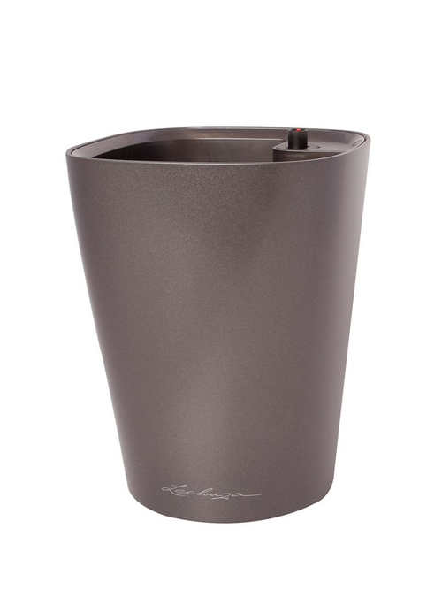 Кашпо Lechuza "Deltini Complete charcoal metallic" (пластик), 15xH19 см