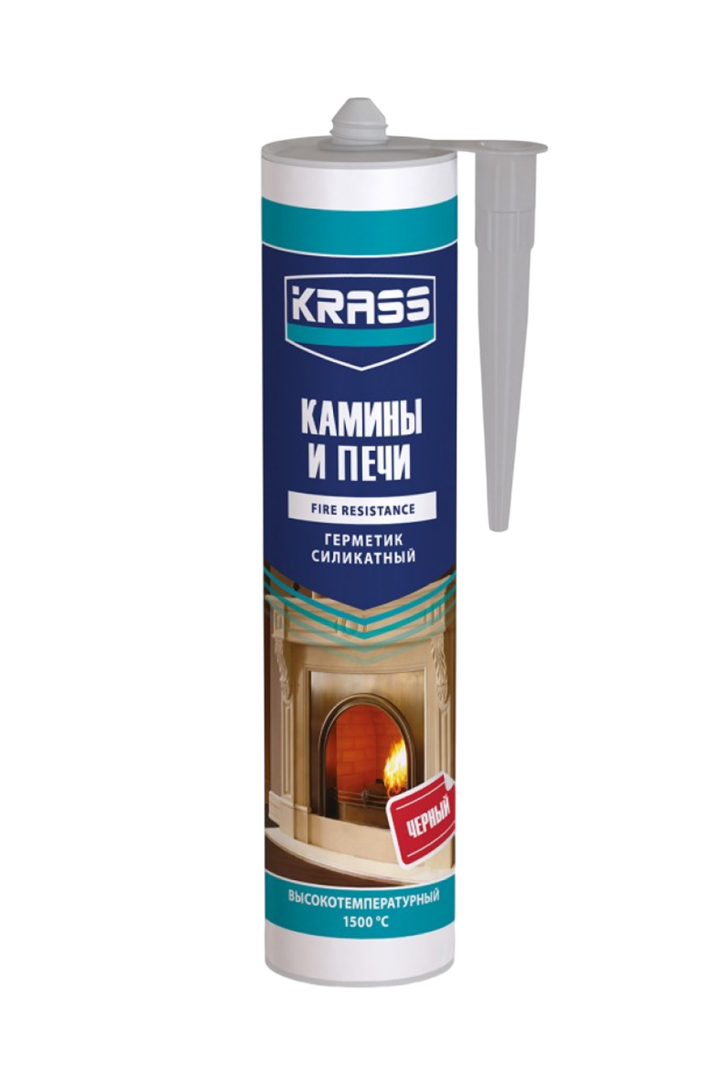 Герметик силикатный KRASS для каминов и печей черный 0,300 л
