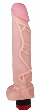 Вибратор-гигант с узором вен - 27,2 см. (Цвет: телесный)
