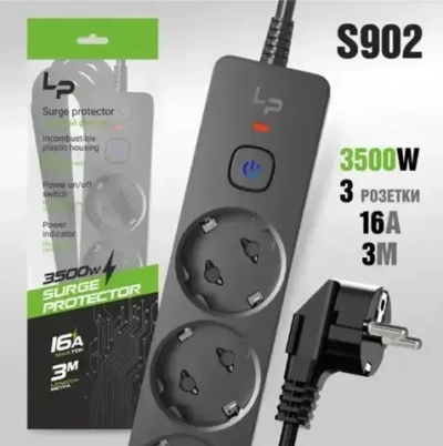 Сетевой фильтр-удлинитель Live-Power LP5100 3р. С/З 16А с выкл. 3м (black)