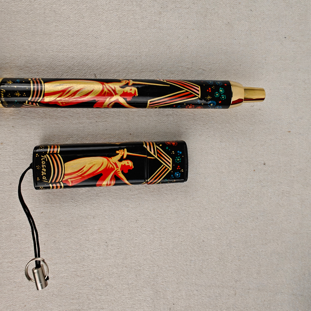 Набор "Победа!" флешка и ручка Parker с ручной росписью Палех в футляре