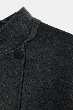 ZARA БЛЕЙЗЕР ИЗ СМЕСОВОЙ ШЕРСТИ С ПЛАТКОМ — ZW COLLECTION, ТЕМНО-СЕРЫЙ