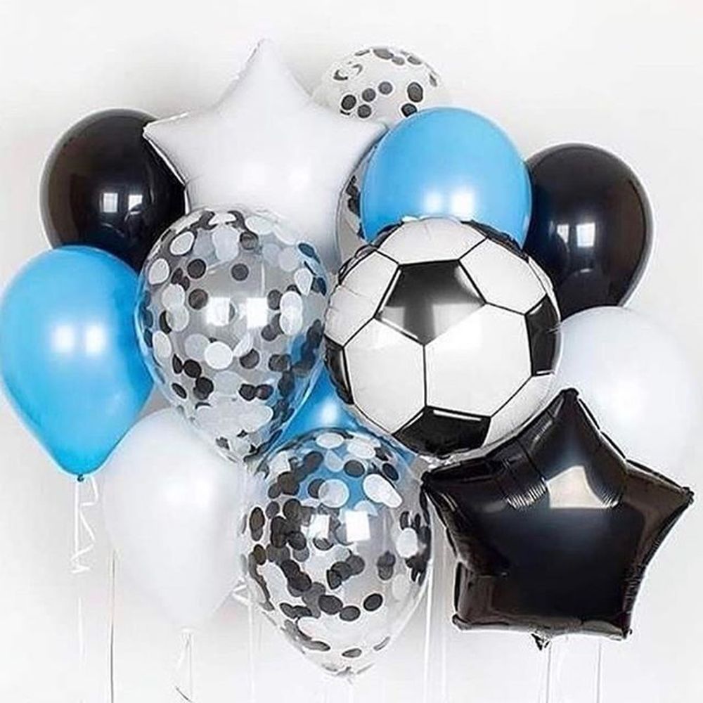 Шар (18"/46 см) Круг, Футбольный мяч, Черный