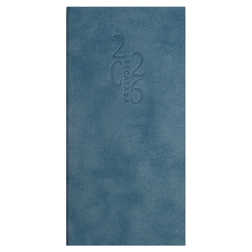 Еженедельник датированный 2026 ESCALADA, 80х165 мм, 64 л., арт. 70373/ 40 ТИВОЛИ ГЛОСС СИНИЙ (кожзам: мягкий переплёт, материал обложки: искусственная кожа "Тиволи глосс"; декор: блинтовое тиснение; способ крепления блока: ниткошвейный; вн. блок: 64