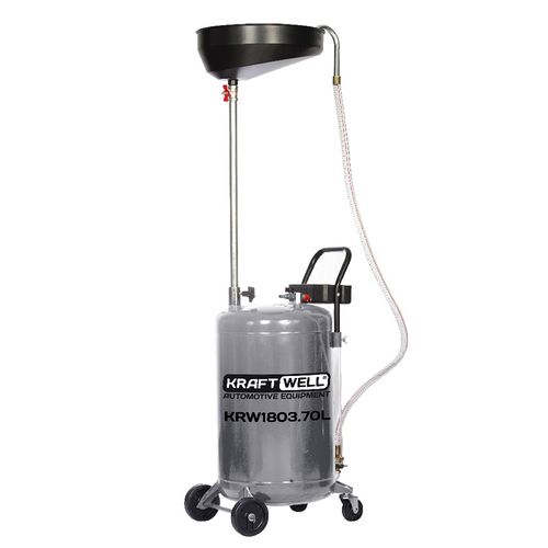 KraftWell (KRW1803.70L) Установка для слива масла/антифриза с круглой подъемной ванной, мобильная, объем 70 л