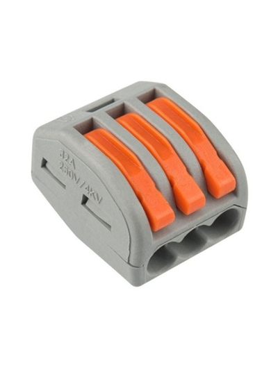 Клемма строительно-монтажная СМК 222-413 3-проводная 0.08-2.5/4кв.мм сер. (уп.50шт) Rexant 07-5253-4