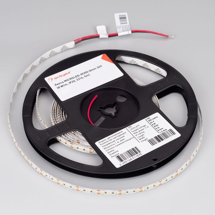 Светодиодная лента Arlight 8W/m 300Led/m 2216SMD холодный белый 5M MICROLED-M300-8mm 24V Cool 8K 028617(2)