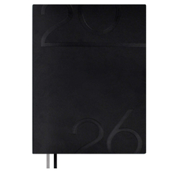 Ежедневник датированный 2026 ESCALADA, #ДУМАЙ КАК МИЛЛИАРДЕР, А5+, 176 л., арт. 70211/ 10 КАССАНДРА ЧЁРНЫЙ (кожзам: 175х245 мм, мягкий переплёт, запаянный край, материал обложки: искусственная кожа "Кассандра"; декор: блинтовое тиснение; способ крепл