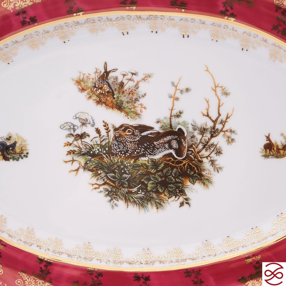 Блюдо овальное Repast Охота красная Мария-тереза 38 см