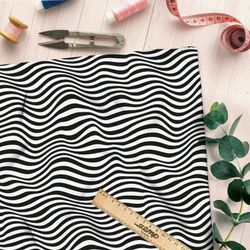 Ткань габардин волны чёрно-белые