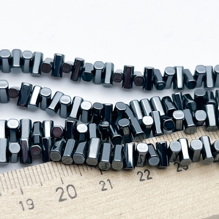 Гематит Палочка бусины (имитация), цвет черный, размер 3*6,5 мм, цена за отрезок 19 см (1/2 нити)