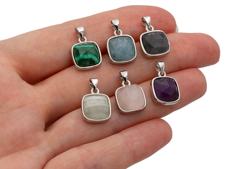 Подвеска Квадратная "Малахит", 13,5мм