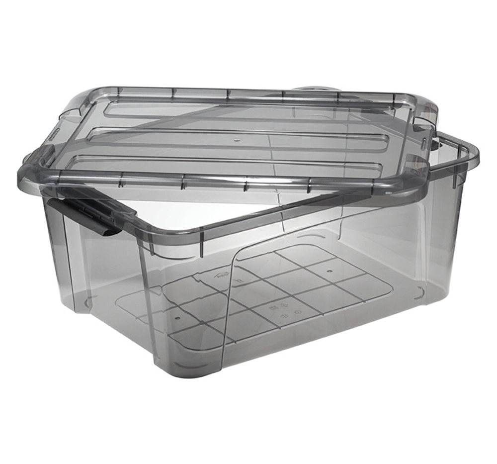 Ящик для хранения с замками КИП 11 л 375x285x160 чёрный прозрачный