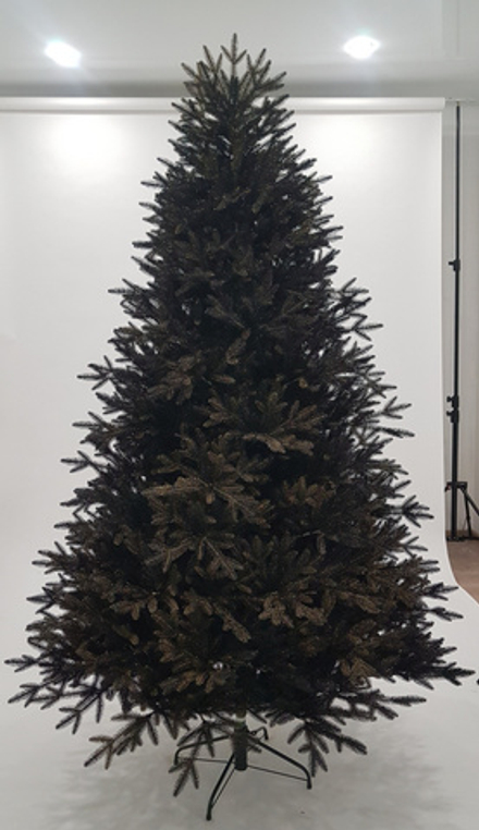 Искусственная черная елка «Фэнтези» (Литая хвоя с блестками) 210 см / 2,1 м