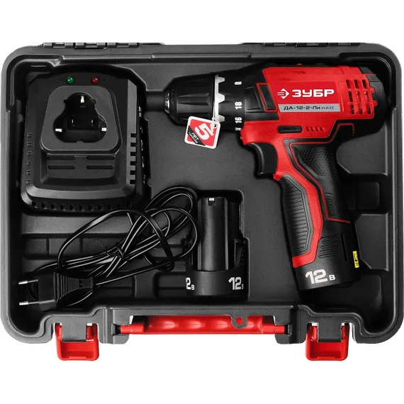 Аккумуляторный шуруповерт "ЗУБР" ДА-12-2-Ли КНМ3
