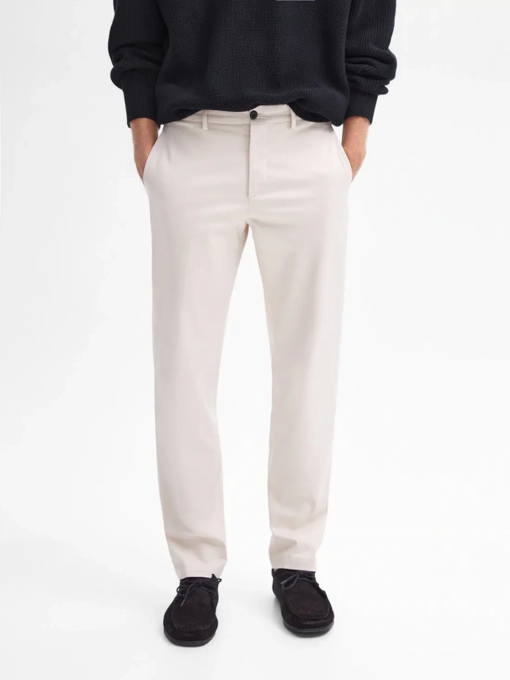 Massimo Dutti Зауженные брюки чинос из хлопка, дымчатый