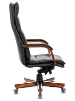 Кресло руководителя Бюрократ T-9927WALNUT/BLACK черный, кожа, крестовина дерево