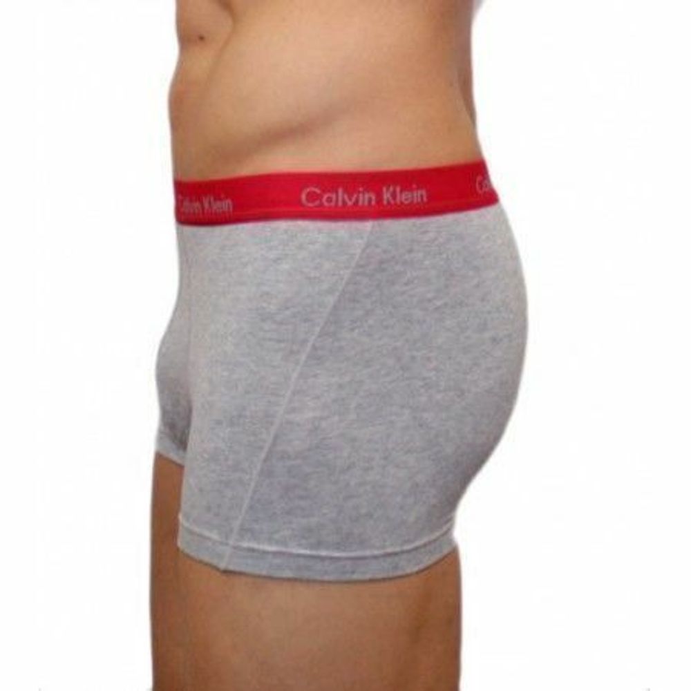 Мужские трусы боксеры серые с красной резинкой Calvin Klein 365 new
