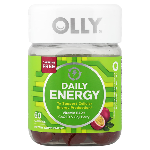 OLLY, Daily Energy, без кофеина, Tropical Passion, 60 жевательных таблеток