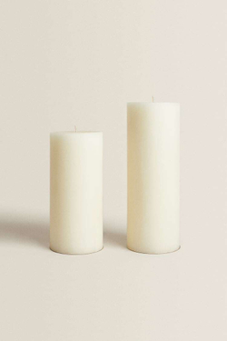 ZARA HOME ДЛИННАЯ ЦИЛИНДРИЧЕСКАЯ СВЕЧА, БЕЛЫЙ