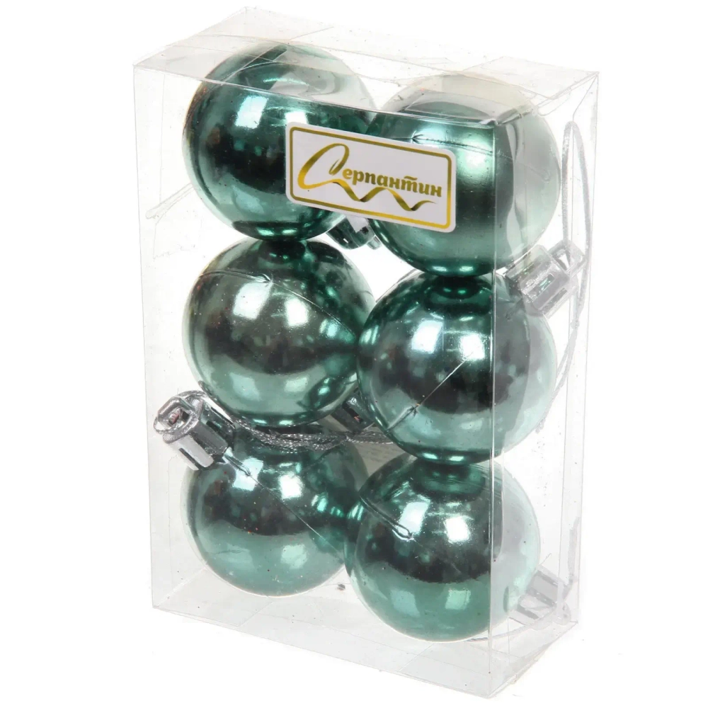 Новогодние шары 4 см (набор 6 шт) «Глянец», темный нефрит