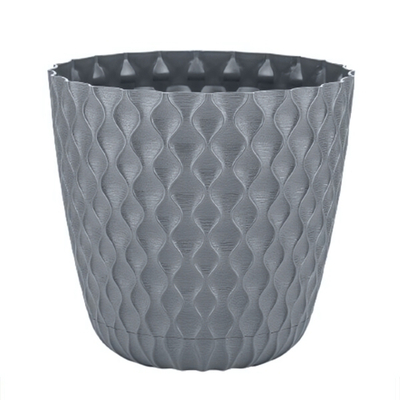 Горшок для цветов InGreen Wave с дренажной сеткой и поддоном 2,5л D175мм, вулканический серый