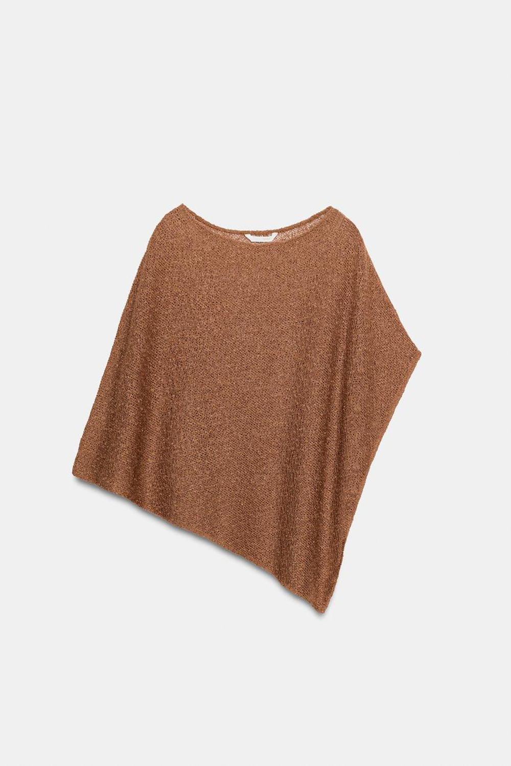 ZARA НАКИДКА АСИММЕТРИЧНОГО КРОЯ С БЛЕСТЯЩЕЙ НИТЬЮ, КОРИЧНЕВЫЙ