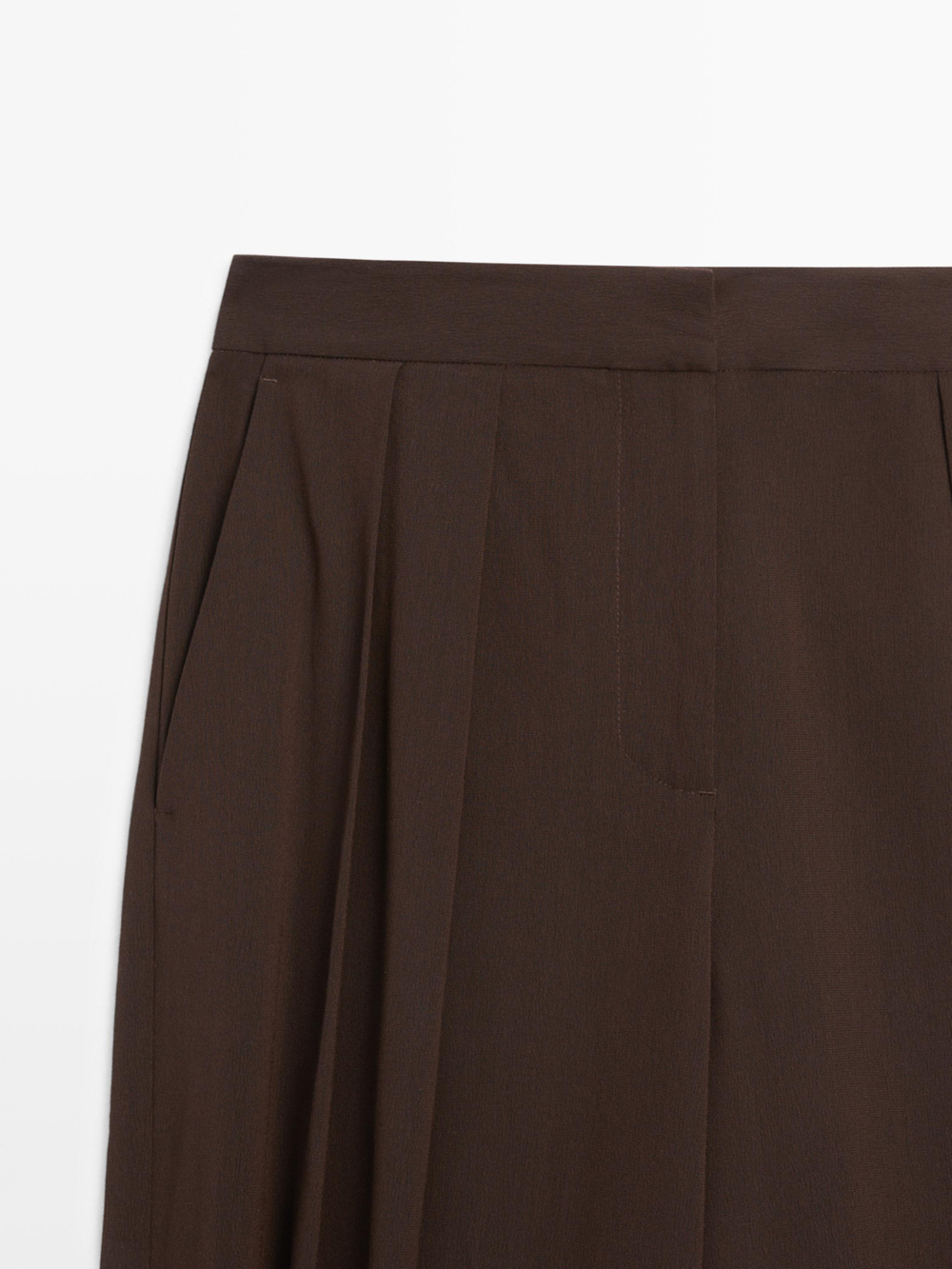 Massimo Dutti Брюки-саруэль с пуговицами, коричневый