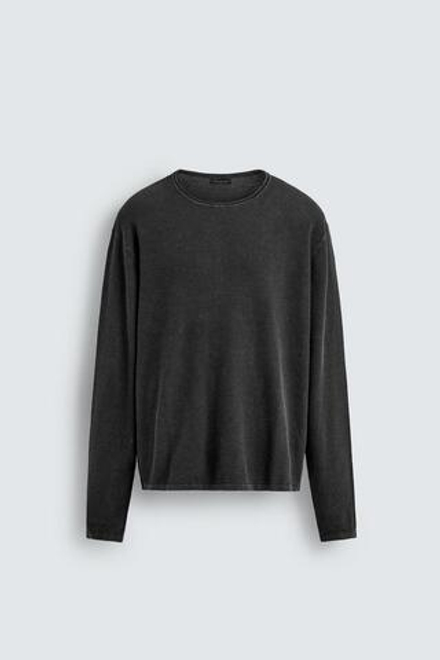 ZARA ДЖЕМПЕР СВОБОДНОГО КРОЯ, ЛИНЯЛЫЙ ЧЕРНЫЙ