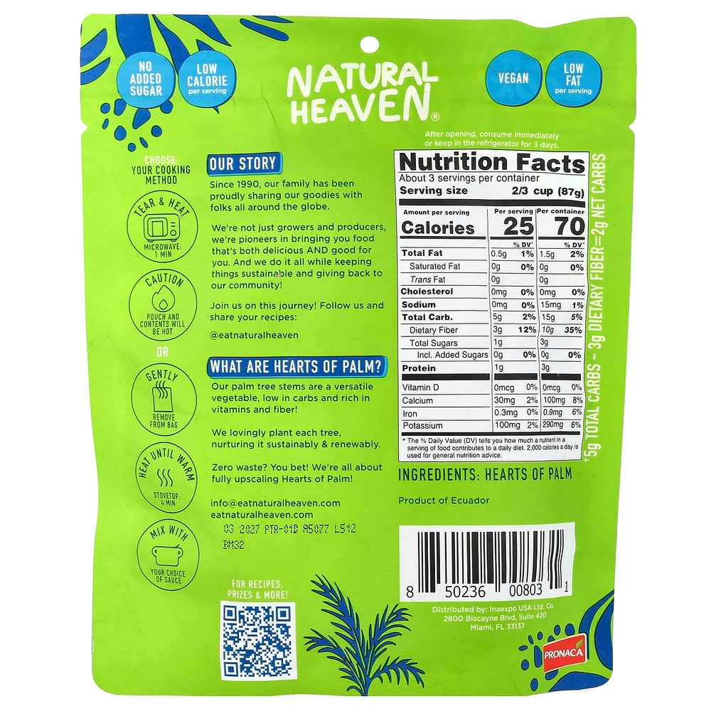 Natural Heaven, Hearts of Palm, спагетти, 255 г (9 унций)