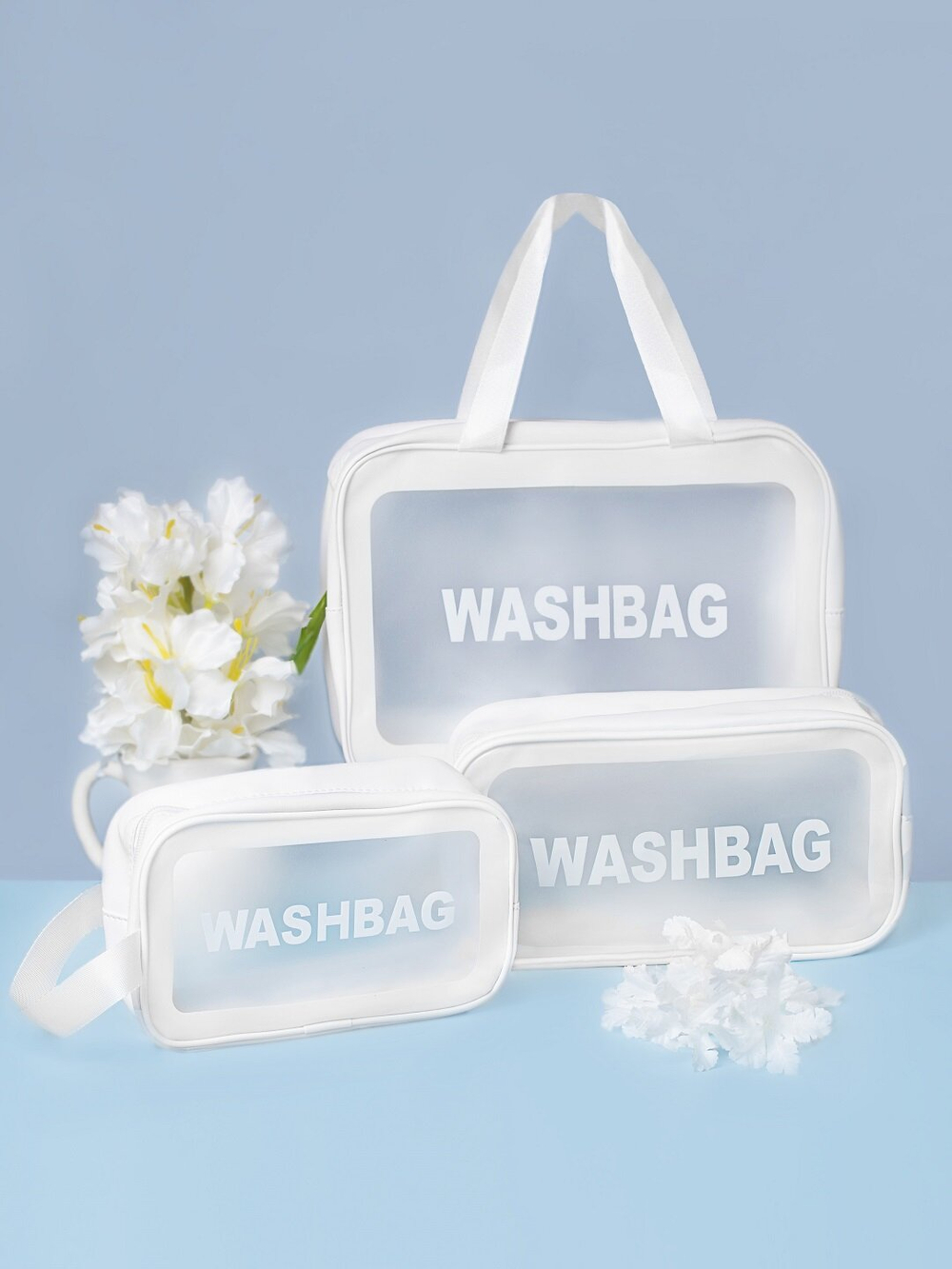 Косметичка водонепроницаемая Washbag сумка с ручкой органайзер косметичка для бассейна душа роддома, белая 22*8*12см