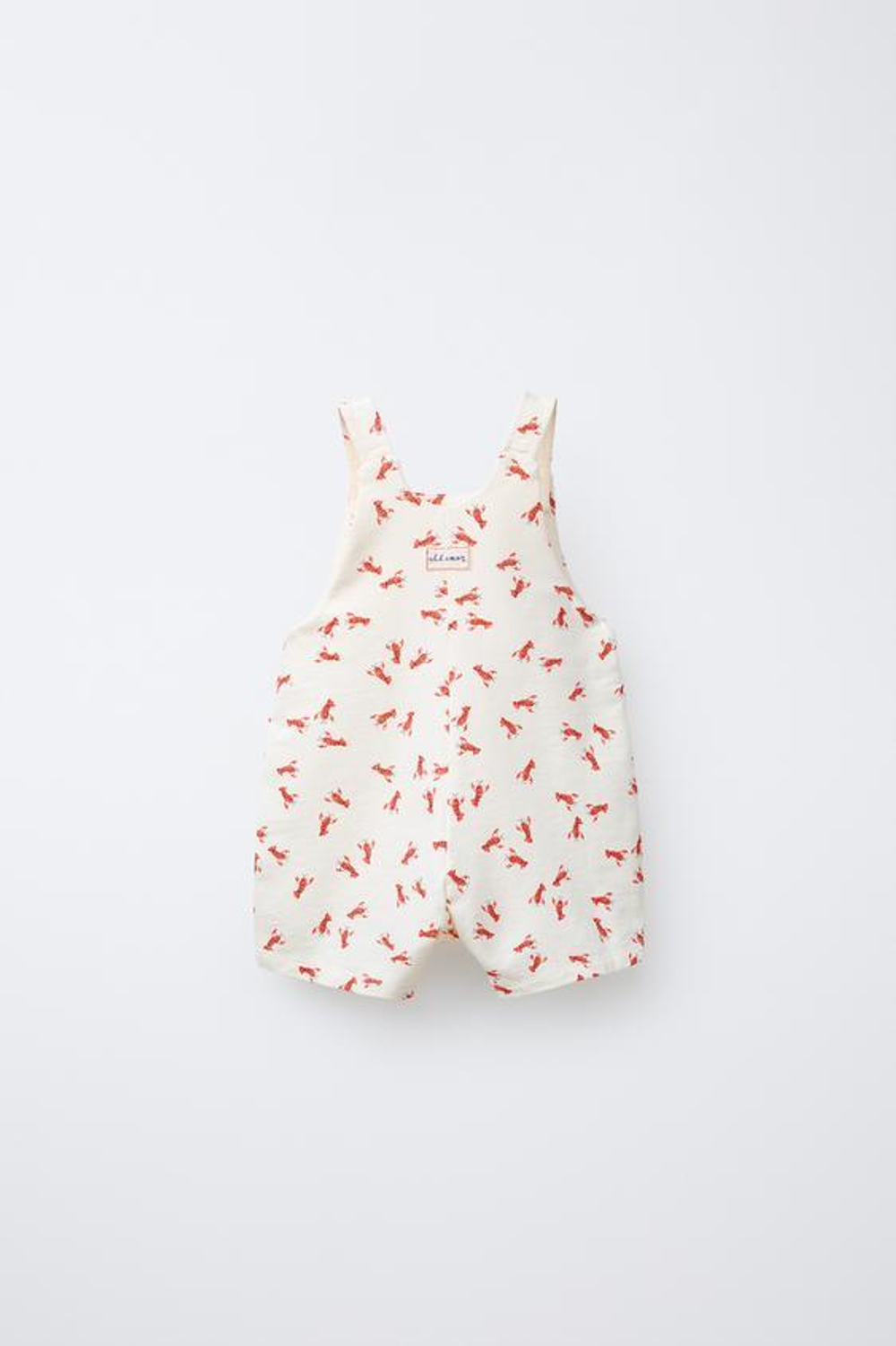 ZARA КОРОТКИЙ КОМБИНЕЗОН С ПРИНТОМ «ЛОБСТЕРЫ», СВЕТЛЫЙ ЭКРЮ