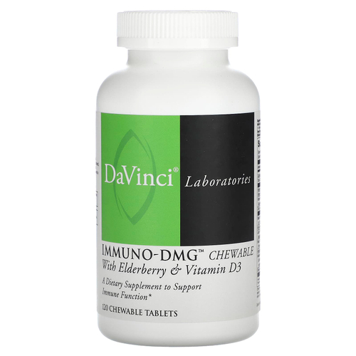 DaVinci Laboratories, Immuno-DMG, жевательные таблетки с бузиной и витамином D3, 120 жевательных таблеток