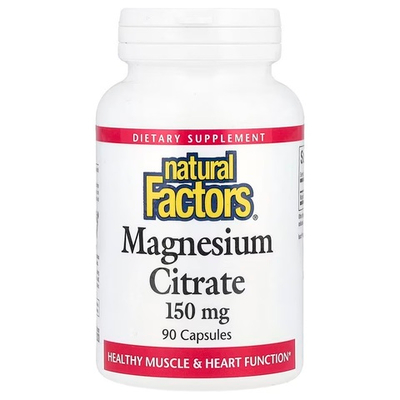 Natural Factors, цитрат магния, 150 мг, 90 капсул